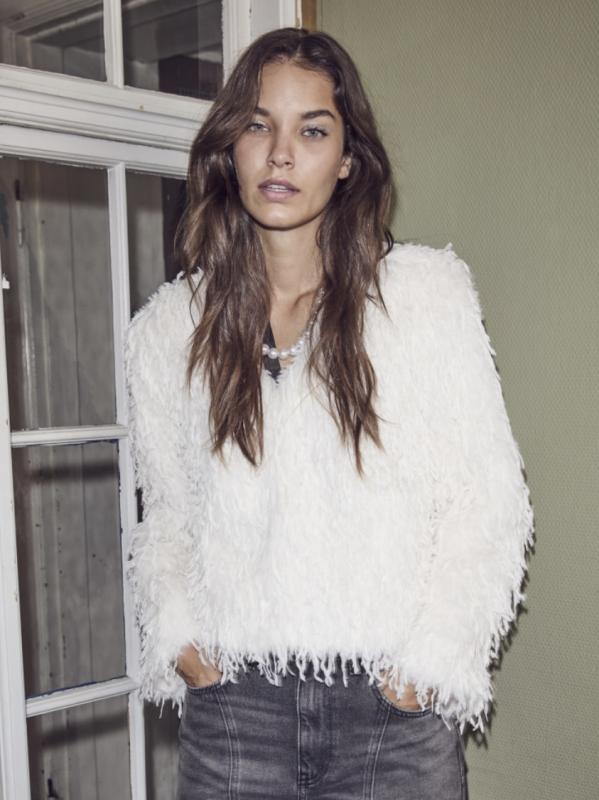 FEATHERCC FAUX FUR JACKET OFF WHITE CO´COUTURE