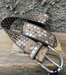 LIV STUDDED LEATHER BELT LIGHT TAN B.BELT