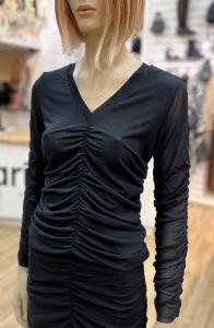 REAGANCC RUSHED MESH BLOUSE BLACK CO´COUTURE