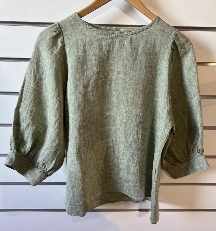CARMEN BLOUSE PUFF SLEEVE GREEN STENSTRÖMS