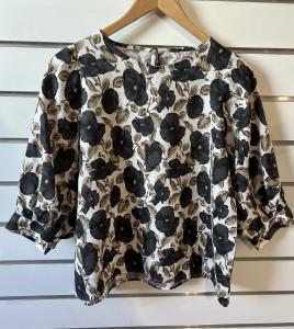 CARMEN BLOUSE PUFF SLEEVE BLACK PATTERN STENSTRÖMS