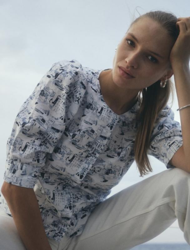 LYKKE BLOUSE DARK BLUE PATTERN STENSTRÖMS