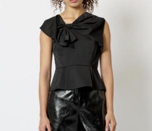 FENIX SATIN BIGG BOW PEPLUM TOP BLACK FRENCH CONNECTION