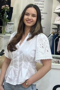 POPPYCC EMB SS V-SHIRT WHITE CO'COUTURE