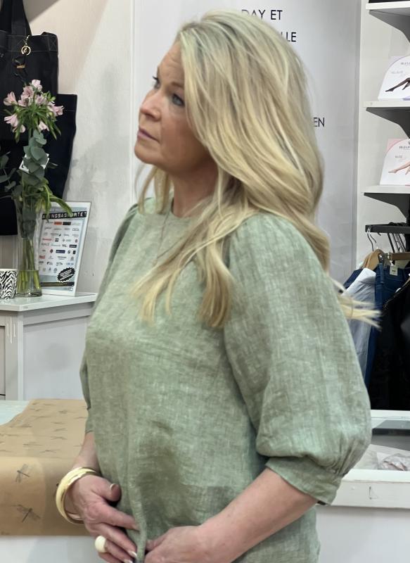 CARMEN BLOUSE PUFF SLEEVE GREEN STENSTRÖMS