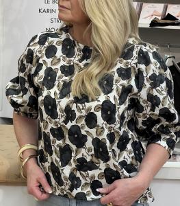 CARMEN BLOUSE PUFF SLEEVE BLACK PATTERN STENSTRÖMS