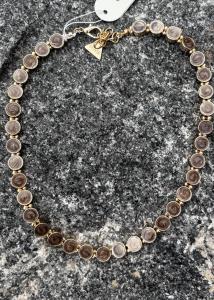 AVA PETITE PEARL NECKLACE GOLD W DARK PEARL BROWN