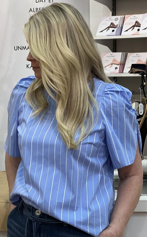 TERANCC STRIPE SS BLOUSE PALE BLUE CO'COUTURE