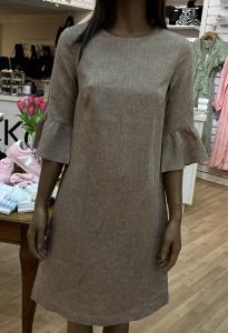 LINDSAY DRESS SLV FRIL LIGHT BROWN STENSTRÖMS