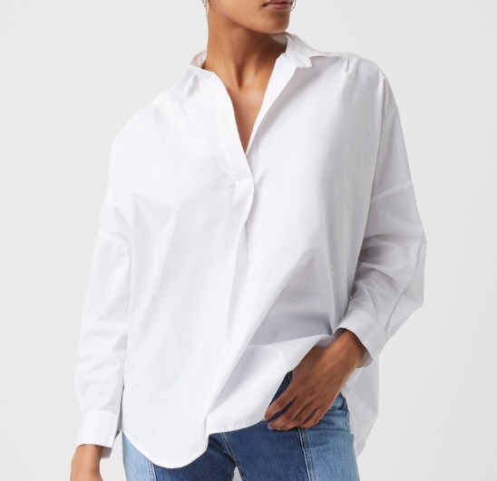 RHODES POPLIN SHIRT LINEN WHITE FRENCH CONNECTION