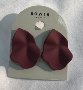 LIP EARRINGS BURGUNDY PEARL S BOW 19