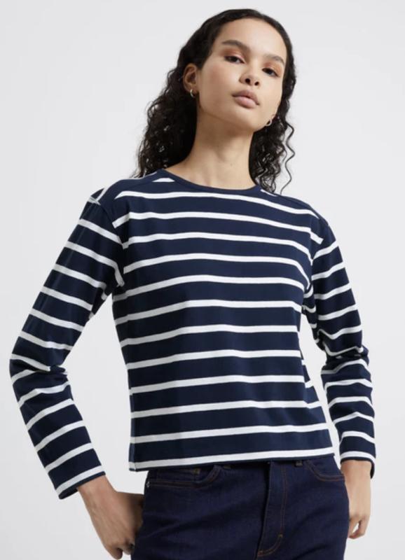 RALLIE STRIPE LS TEE MARINE-WHITE FRENCH CONNECTION