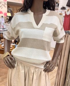 MMPINNA STRIPE SS KNIT DOESKIN MOSMOSH