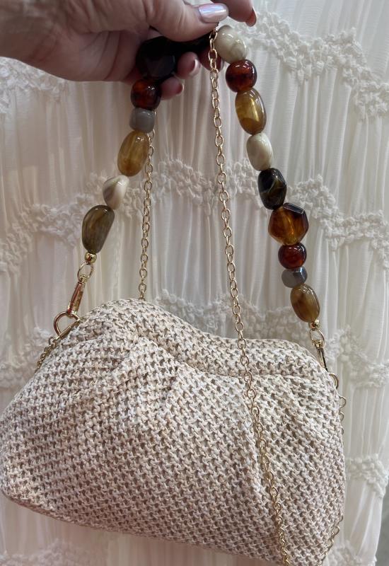 LOELLE BEAD BAG CREAM BOW19