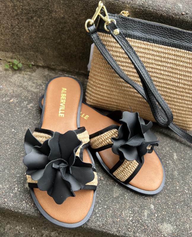 VIOLA SLIP-IN SANDAL NATUR NERO ALBERVILLE