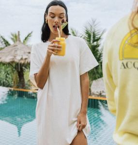 DONNA LONG TEE DRESS WHITE ACQUA LIMONE