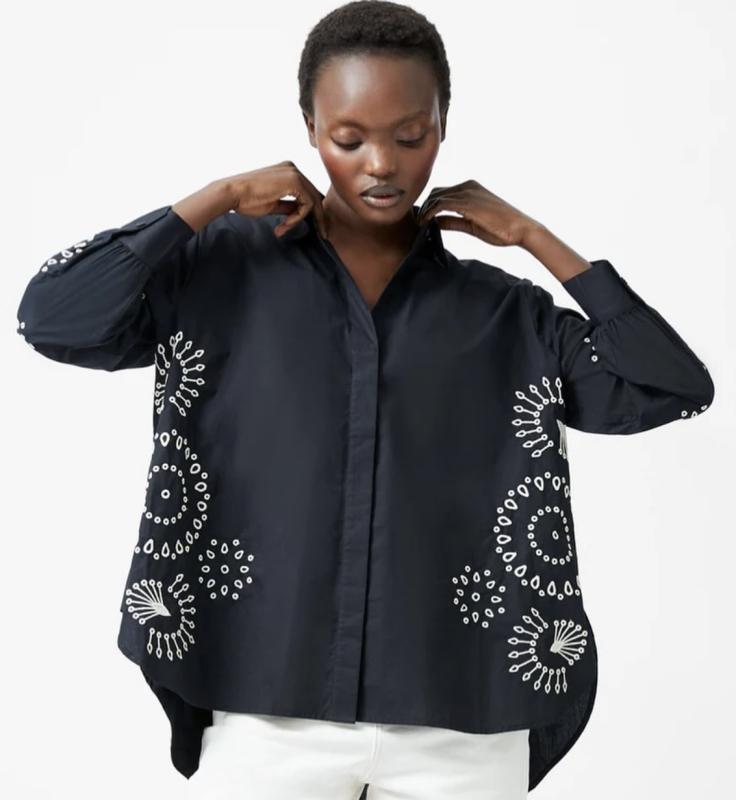 CAMBRIA COTTON EMBROIDERE BLACK/CREAM FRENCH CONNECTION