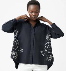 CAMBRIA COTTON EMBROIDERE BLACK/CREAM FRENCH CONNECTION