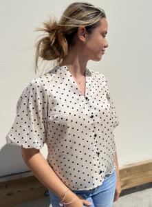 DILANCC DOT SS V-SHIRT POWDER V-SHIRT CO'COUTURE