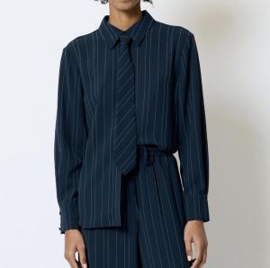 ERMA PIN STRIPE TIE SHIRT NEW NAVY/ETHE BLUE FRENCH CONNECTION