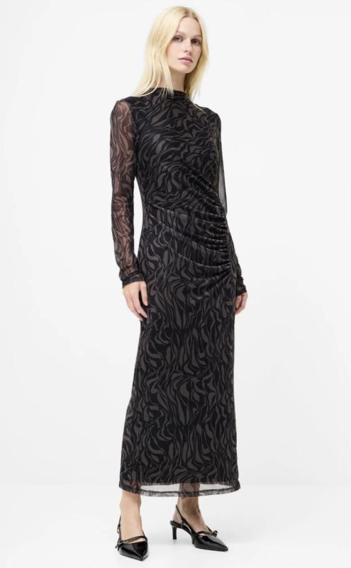ZARIA MESH DRESS KHAKI/BLACK FRENCH CONNECTION