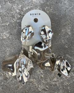 LEAF EARRINGS SILVER METALLIC BOW19