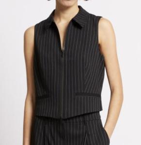 MORGAN TAILORED WAISTCOAT BLACK WINTER WHITE FRENCH CONNECTION