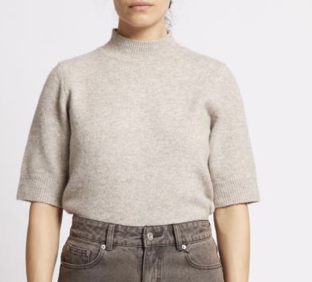 KEZIA S/S MOCK NK TOP ALMOND NEUTRAL FRENCH CONNECTION