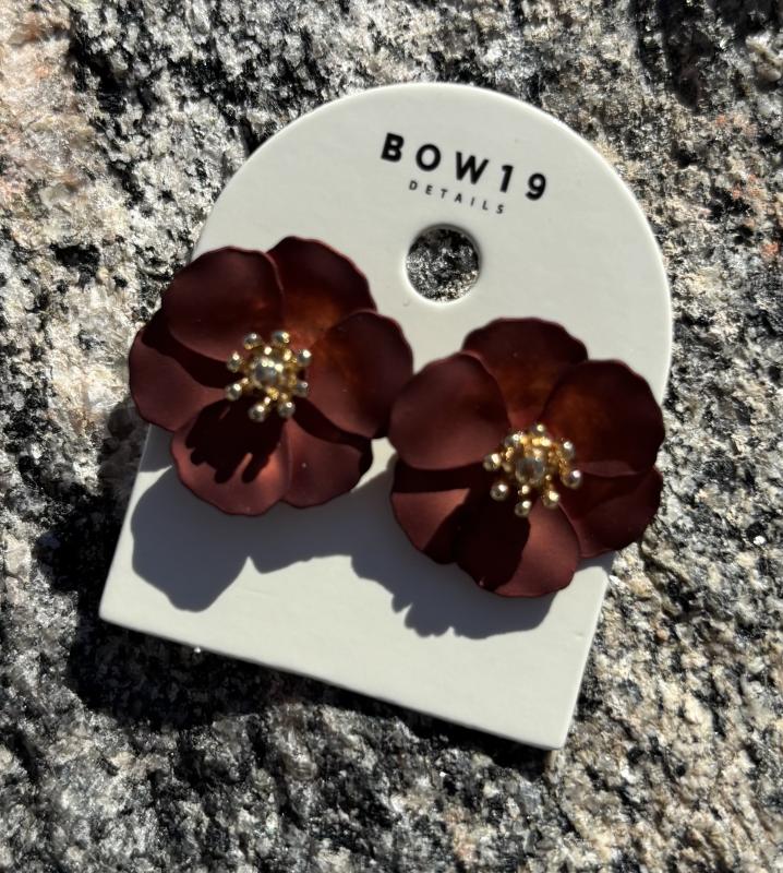 FLOWER SMALL EARRINGS METALLIC BROWN BOW19