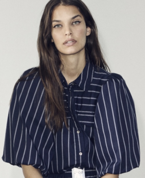 SEBICC STRIPE PUFF SHIRT NAVY CO´COUTURE