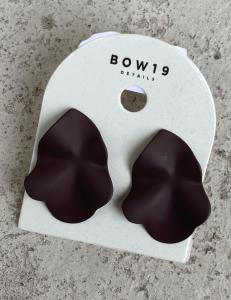 LIP EARRINGS SMALL BROWN MATT BOW19