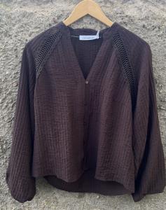 SHINACC LACE V-SHIRT DARK BROWN CO'COUTURE