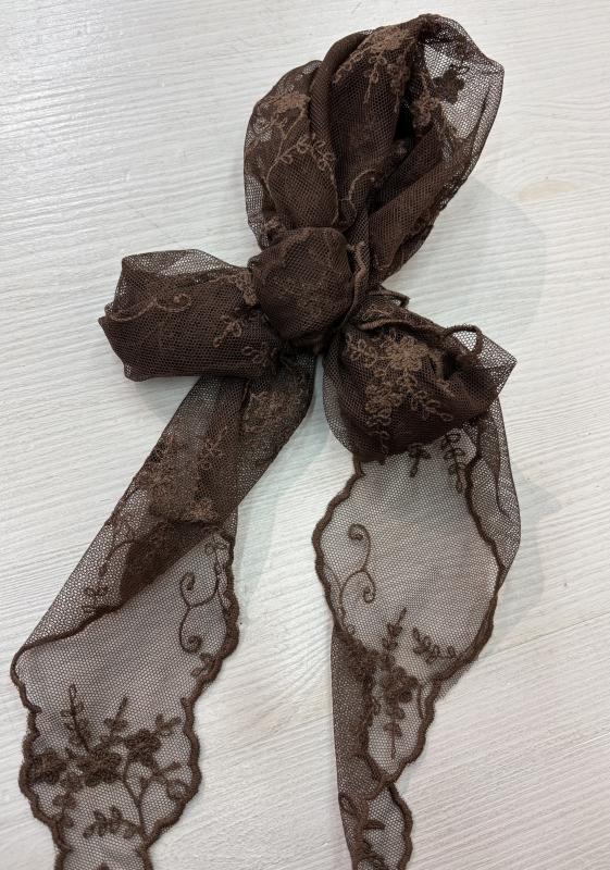 LACE SCARF BROWN BOW19
