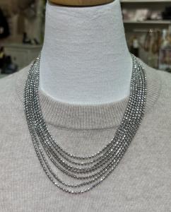 STRASS MULTI ROW NECKLACE SILVER BOW19