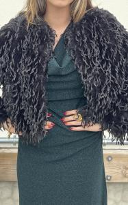MEILIN LUREX COWL NECK MIDI DRESS EMERALD GREEN FRENCH CONNECTION
