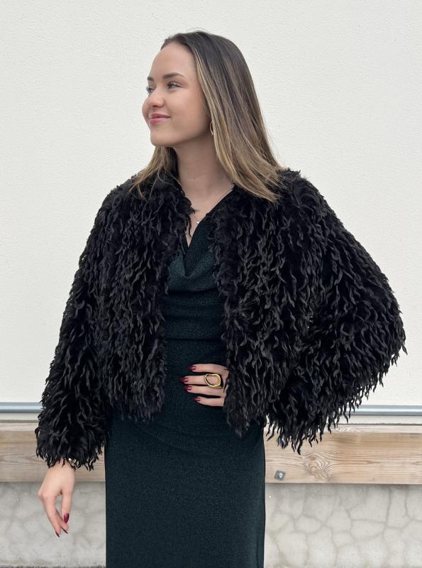 ILYA FAUZ FEATHER JACKET BLACK FRENCH CONNECTION