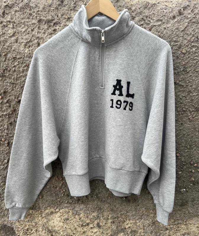 CROPPED IVY HALF ZIP AMERICAN GREY ACQUA LIMONE