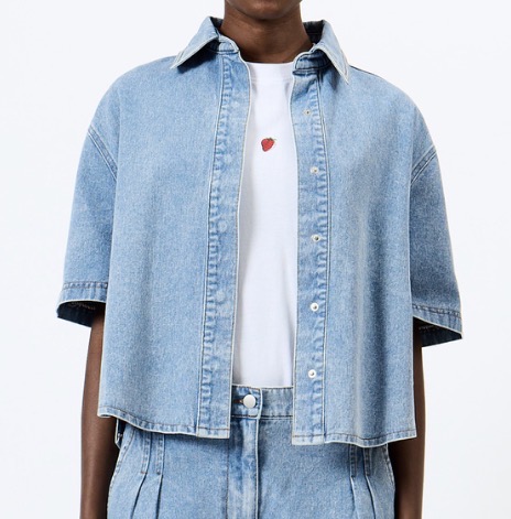 SAM DENIM BUTTON THROUGH SHIRT VINTAGE WASH FRENCH CONNECTION