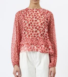 POPPY EMMA SEMI SHEER TOP RED MULTI FRENCH CONNECTION