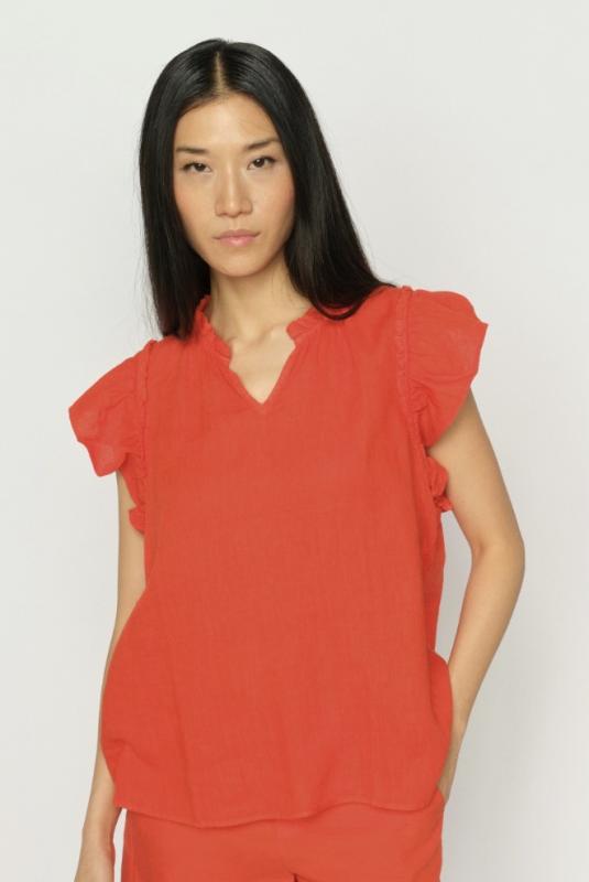 MMTEA LINEN BLOUSE SPICY ORANGE MOSMOSH