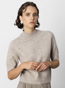 KEZIA S/S MOCK NK TOP ALMOND NEUTRAL FRENCH CONNECTION