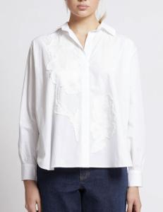 CAMBRIA COTTON EMBELLISHE SHIRT LINEN WHITE FRENCH CONNECTION