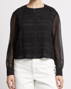 CANARY PLEATED SHIRT BLACK FRENCH CONNECTION