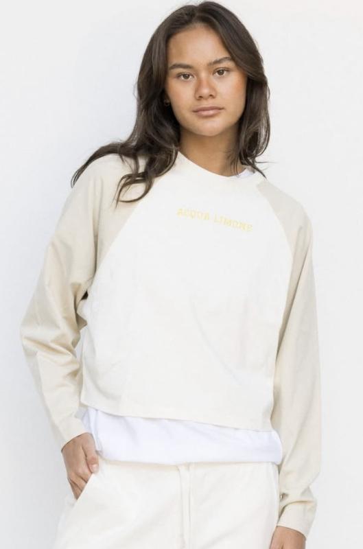 CROPPED VARSITY LS TEE ECRU/KHAKI ACQUA LIMONE