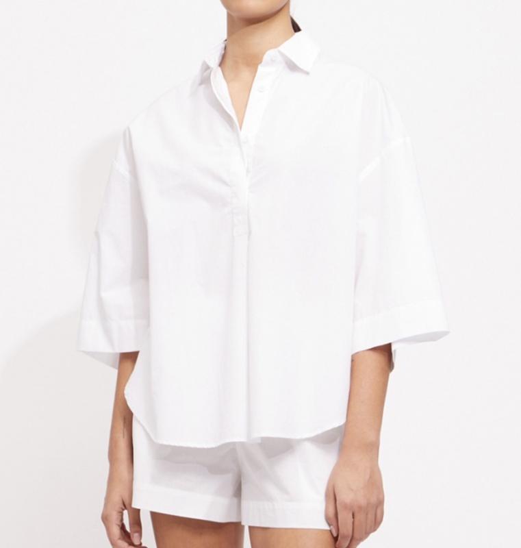 RHODES POPLIN SS POPOVER LINEN WHITE FRENCH CONNECTION