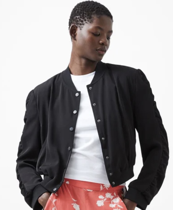 HARRIE SUITING BOMBER JACKET BLACKOUT FRENCH CONNECTION