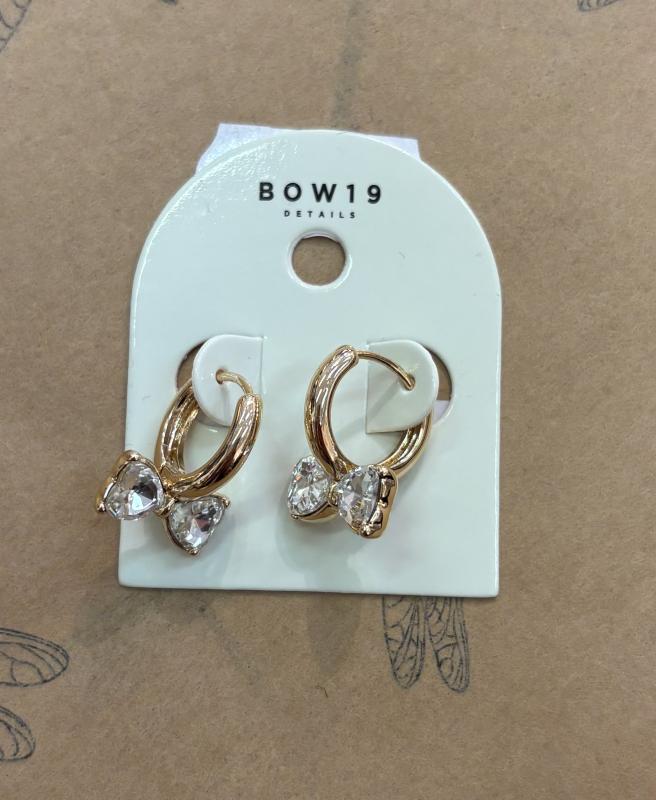 BOW EARRINGS GOLD W CLEAR BOW19