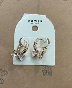 BOW EARRINGS GOLD W CLEAR BOW19