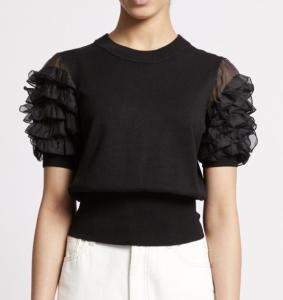KRISTA MIX STACKED RUFFLE TOP BLACKOUT FRENCH CONNECTION