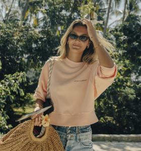 CROPPED IVY SWEATER PEACH ACQUA LIMONE